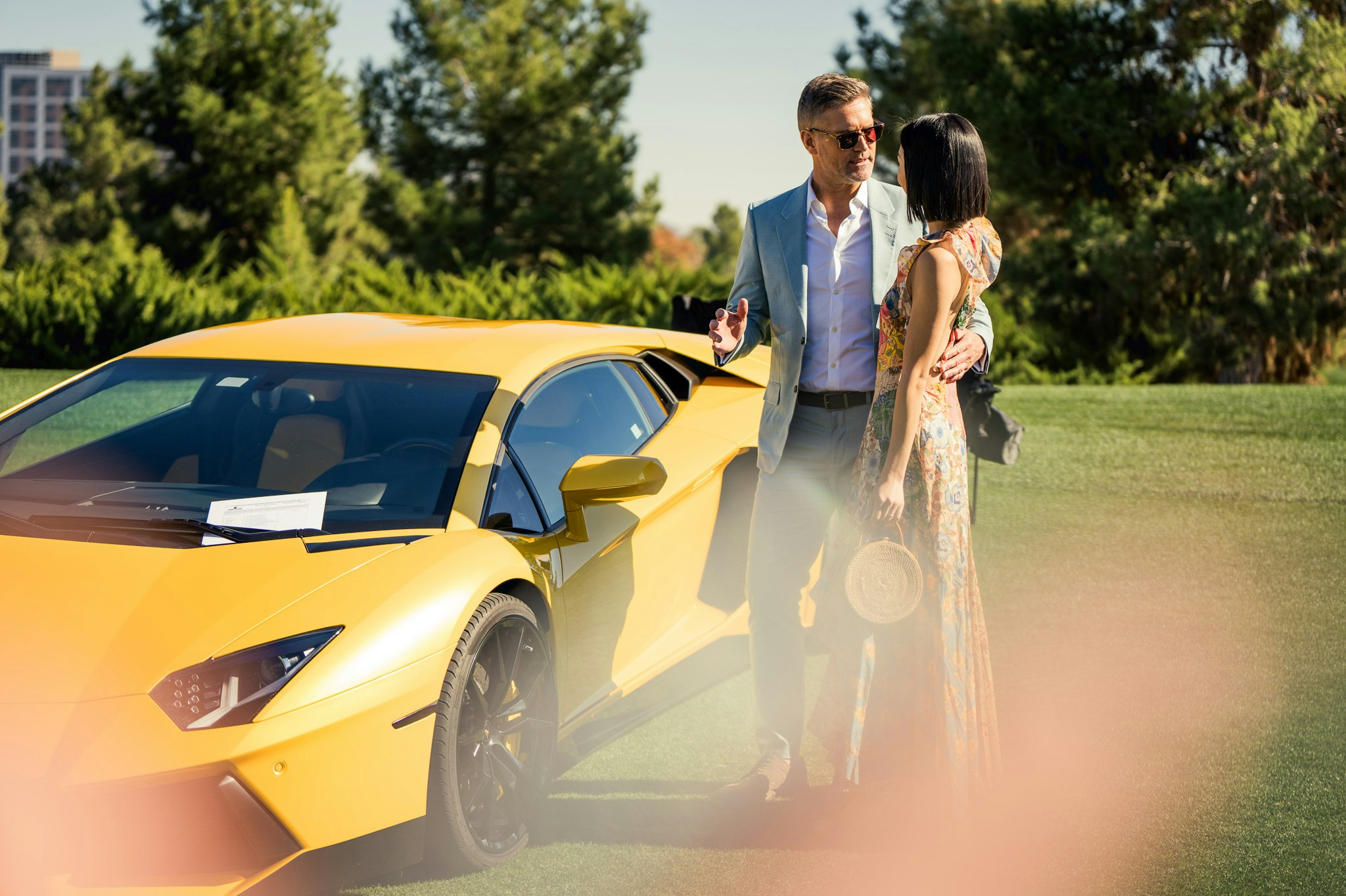 Yellow Lamborghini at Concours 2023
